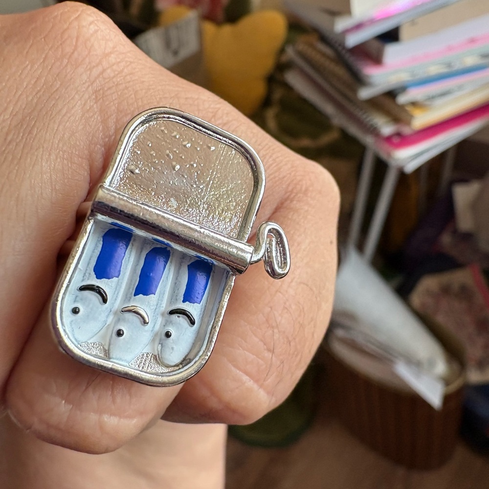 Silver and Blue Sardines Ring